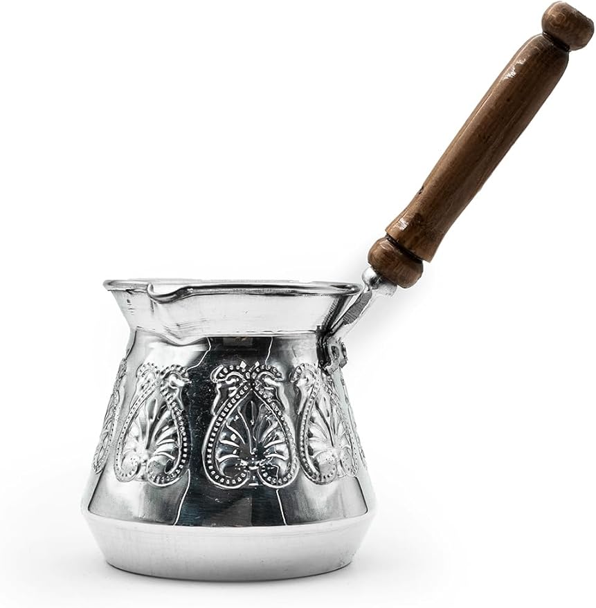 Aluminum Coffee Pot Single Piece Traditional Turkish Coffee Maker Lightweight Aluminum Pot for Home Kitchen Use Gray Color One Size - Gray One Size