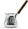 Aluminum Coffee Pot Single Piece Traditional Turkish Coffee Maker Lightweight Aluminum Pot for Home Kitchen Use Gray Color One Size - Gray One Size