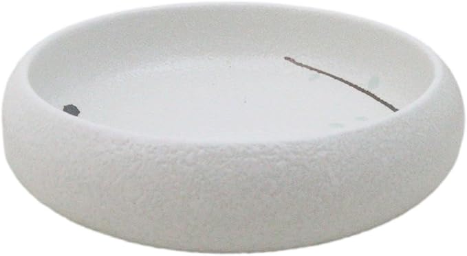 Ebros Gift Modern Yukino Hana Snow Flowers Ceramic Dinnerware Serveware Kitchenware Set Oriental Asian Restaurant Supply (Pack Of 6 Small Salad Banchan Plates Shallow Bowls 5D)