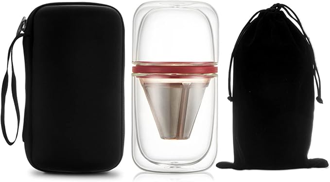 Coffee Pot Glass Coffee Maker with Stainless Steel Filter Strainer Drip Portable Coffee Kettle Percolators Brew Dropper Tea Kettle TravelA