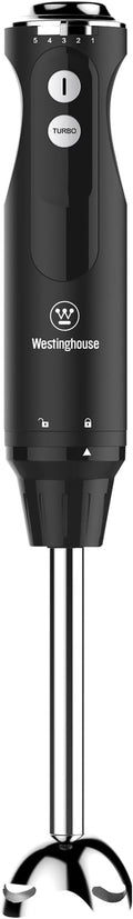 Westinghouse Hand Blender - 5-Speed Blender with Turbo Function Stainless Steel Rod &amp Blade Easy Clean Design for Smoothies Soups &amp Sauces - Everyday Series Appliance Black