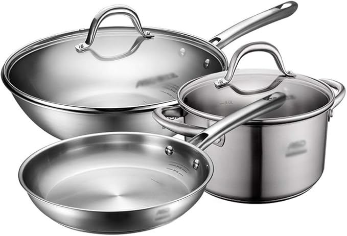 Cookware Set Combination Stainless Steel Wok Soup Pot Milk Pot Frying Pan Gift Set Pot Three-Piece Set of Four Sets of Household
