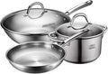 Cookware Set Combination Stainless Steel Wok Soup Pot Milk Pot Frying Pan Gift Set Pot Three-Piece Set of Four Sets of Household