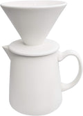Ceramic Pour Over Coffee Maker Dripper - Uses Standard #2 &amp #4 Paper Filters 450ml/15oz White Barista Style for Home &amp Office