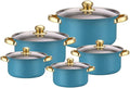 Nonstick Kitchen Cookware Sets Stainless Steel Cookware Pot Stainless Steel Cooking Pot Set with Glass Lids for Gas Electric Halogen Ceramic Induction Hobs Medium Type 1 USAEUBU0410