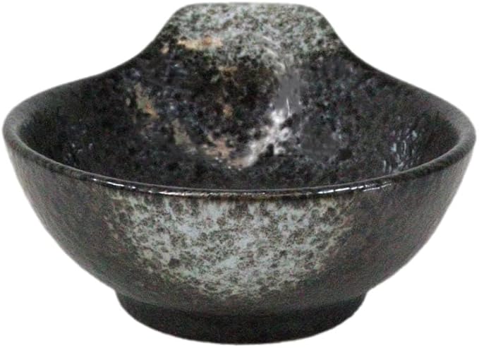 Ebros Gift Artistic Charcoal Grey Tone Hakumu Porcelain Collection Dinnerware Serveware Kitchenware Set Asian Japanese Restaurant Supply (Pack Of 5 Small Ponzu Sauce Miso Soup Bowls With Handle 5oz)