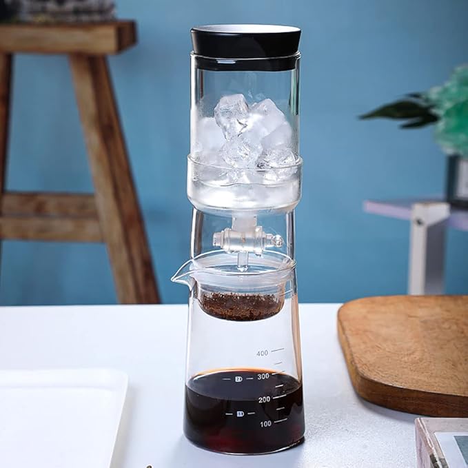 Ice Drip Coffee Maker Glass Cold Brew Coffee Machine Cold Brew Dripper Coffee Maker with Filter for Home Office 400ml Cold Brew Pots