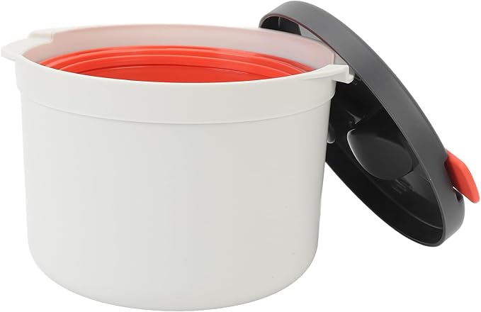 Focket Microwave Rice Cooker Portable Food Grade Plastic Microwave Rice Steamer with Strainer and Venting Design for Cooking Pasta Vegetables