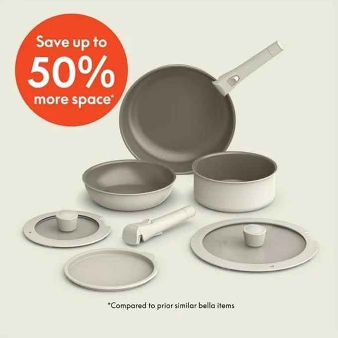 8-Piece Piece Ceramic Nonstick Cookware Set with Removable Handles