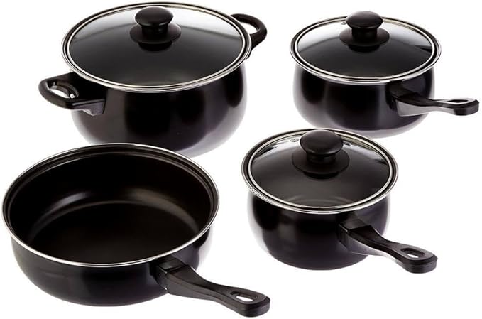 For Chef Du Jour 7-Piece Carbon Steel Nonstick Cookware Set in Black