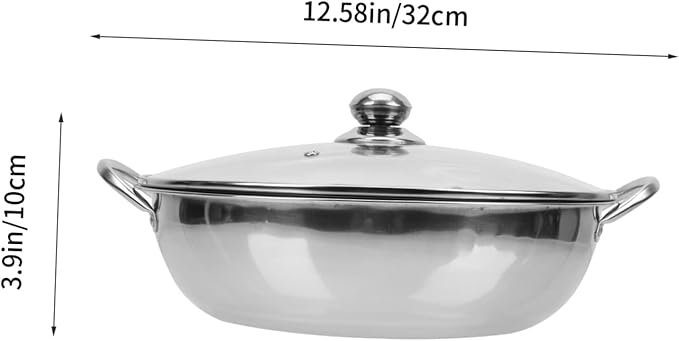 LIFKOME Stainless Steel Dual Flavor Hot Pot Divider Thickened 2-Compartment Cookware Set for Home Multi-Purpose Soup Pot for Family Gatherings and Restaurants