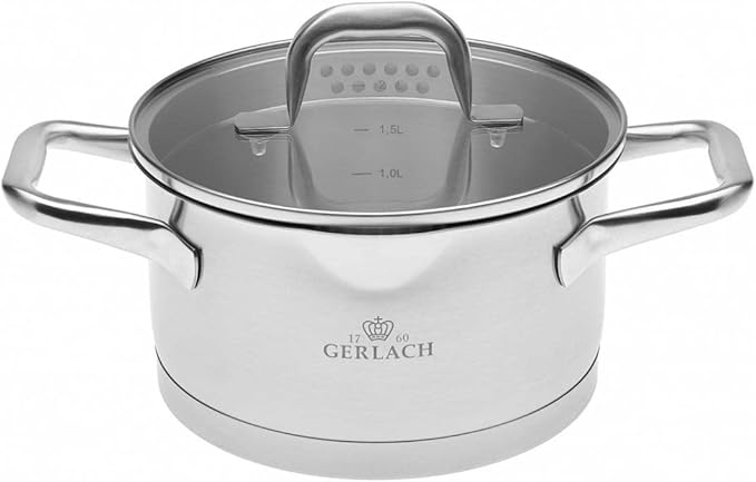 Gerlach Model Stainless Steel Saucepan Set Induction Cooking Set Set of 5