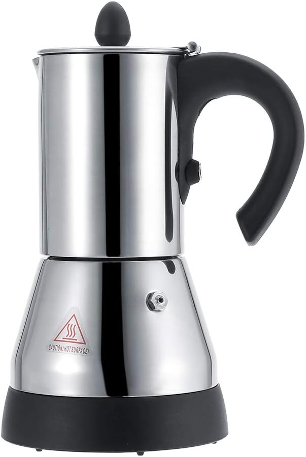 Electric Coffee Maker Stainless Steel Espresso and Cappuccino Machine Stainless Steel Mocha Pot Coffee Maker (300ml)