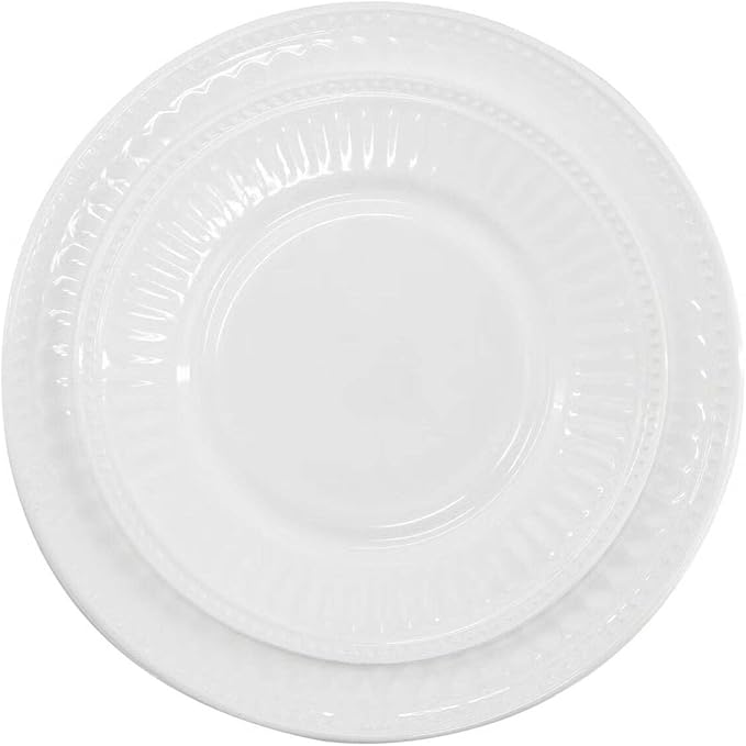 Swanton Arch 12 Piece Glass Dinnerware Set Break-Resistant White Plates and Bowls Service for 4 Microwave and Dishwasher Safe