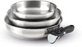 by Brandt 4-Piece Induction Cookware Set - Set of 3 Stainless Steel Frying Pans 20 24 and 26 cm with Removable Handle - Stainless Steel - Set for All Heat Sources - PFOA-Free - Silver