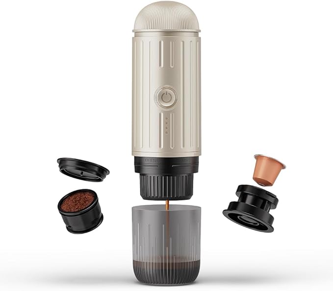 BENFUCHEN Portable Espresso Machine For Travel USB-C Charging Self-Heating Electric Espresso Maker 19 Bar Mini Coffee Maker On the Go For Camping/Hiking Ground Coffee &amp NESPRESSOpods (Champagn