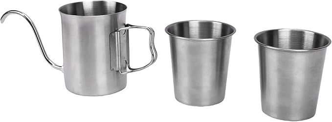 Coffee Maker Foldable Stainless Steel Pour Over Dripper with 2 Outdoor Cups Perfect for Camping Trips