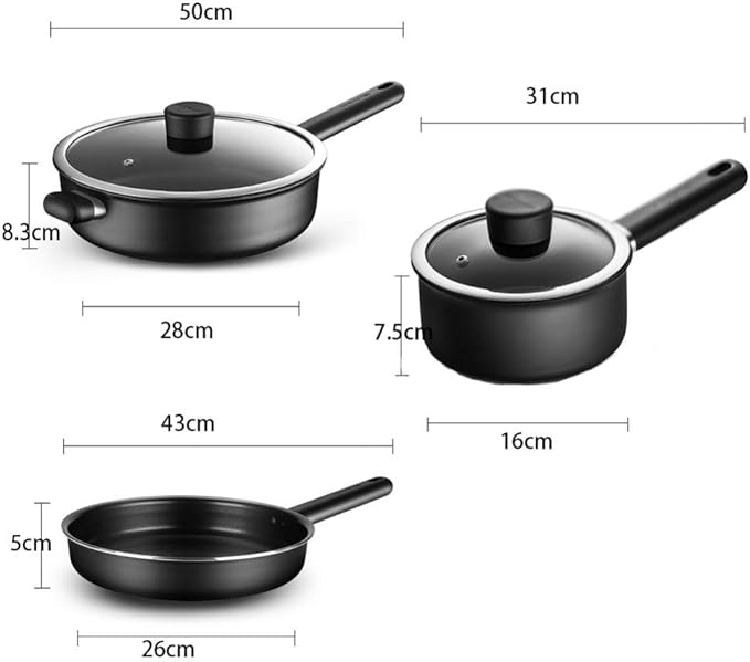 Cookware-Set 3-PieceCooking Pot Set With Glass-Lids All Types Of Cookers Induction Gas Ceramic Electric Saute Pans