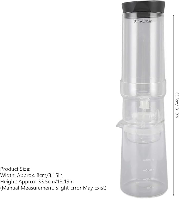 400ml Transparent Coffee Drip Pot High Borosilicate Glass Cold Brew Dripper Adjustable Ice Coffee Maker with Detachable Filter Wide Application for Home and Entertaining