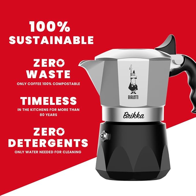 Bialetti Bricca NEW 4 Cup Open Fire Type (Coffee Maker Espresso Makinetta)