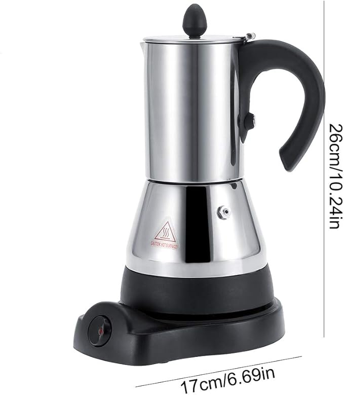 Electric Coffee Maker Stainless Steel Espresso and Cappuccino Machine Stainless Steel Mocha Pot Coffee Maker (300ml)