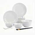 White Ceramic Dinnerware Set: Plates &amp Bowls for Kitchen Microwave &amp Dishwasher Safe Dishes Collection (10pcs)