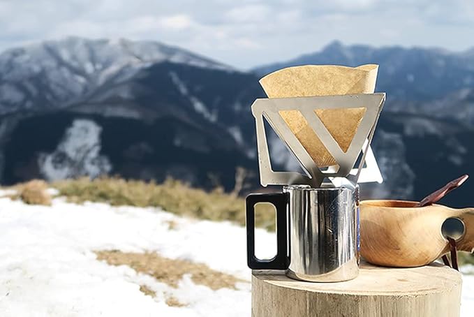 Munieq Tetra Portable Coffee Drip Stores Flat 3.5 Cups Gray Matte Finish