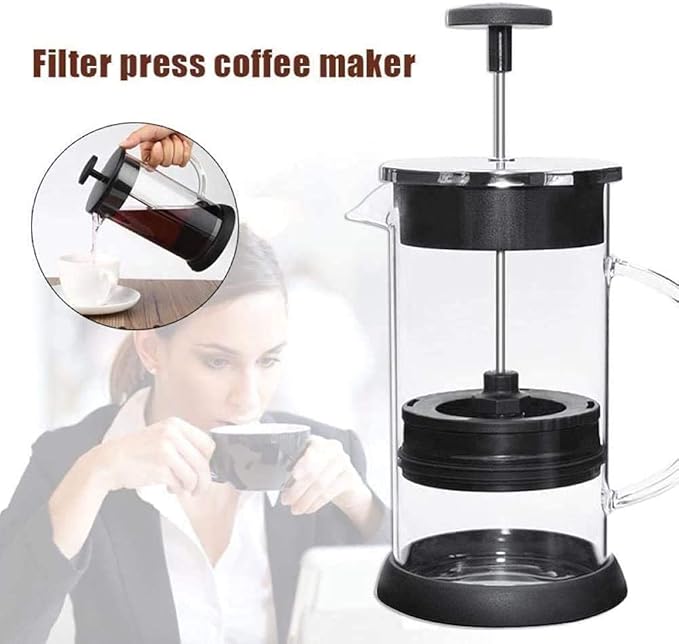 French Press Coffee Maker - Heat Resistant Glass with Filtration System Brews Coffee and Tea - Large 34 Oz Carafe Coffee Presser