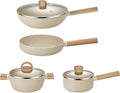 Wok Frying Pan Stockpot Milk Pan Cookware Set Metal Glass See Through Lid Non Stick Cooking Pot Set CookwareFourPiece SetFourPiece Set