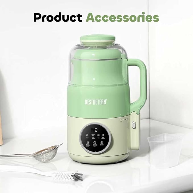 Nut Milk Maker Machine Soy Milk &amp Oat Milk Maker with 8 Presets High-Speed Blender Auto-Clean Delay Start 33oz Almond Milk Maker for Plant-Based &amp Dairy-Free Beverages Green