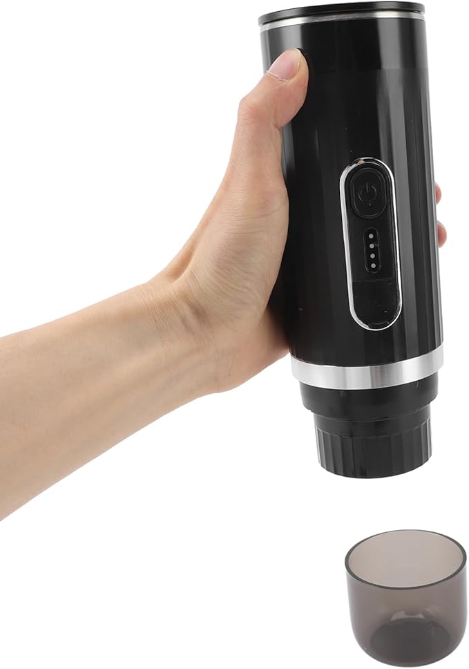 Portable Electric Self-heating 15 Bar Pressure Rechargeable Travel Coffee Machine for Camping Office Travel Lightweight Stainless Steel ABS 7500mAh Battery 80ml Capacity