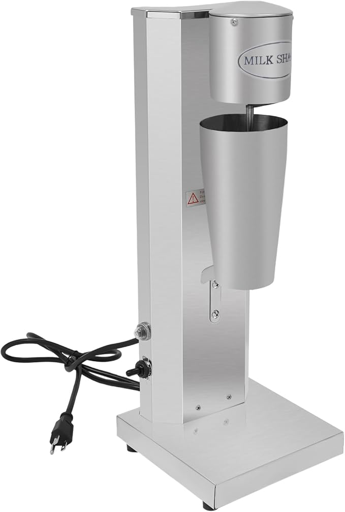 Milkshake Maker Machine Electric Milkshake Blender Maker Commercial Stainless Steel Milk Shaking Machine Single Head Milk Shaker with Two Types of Cups Electric Drink Mixer(Style 3)