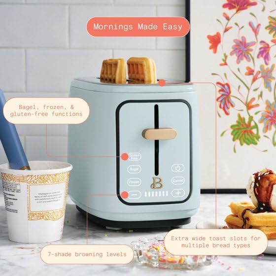 New beautifull 2-Sliice Digital Toaster with Touch-Activated Display Adjustable Browning Control Auto Shut-Off by D'rew Barry'more (Hydrangea Blue)
