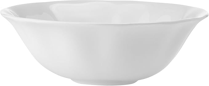 Mikasa Elodie Scalloped 12 Piece Bone China Durable Chip Resistant Lightweight Dinnerware Set Service for 4 White