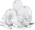 60-Pieces Porcelain White Dinnerware Sets - Dinner Plates And Bowls Sets Ceramic Dishes Set Service For 8/10/12 Creative Series Dinner Plates