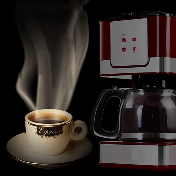 Coffee Machine Coffee Machine Compact Coffee Machine600ml Programmable Coffee Maker with Anti Drip FunctionBoil-Dry Protection550wRedCompatible with Espresso Cooker