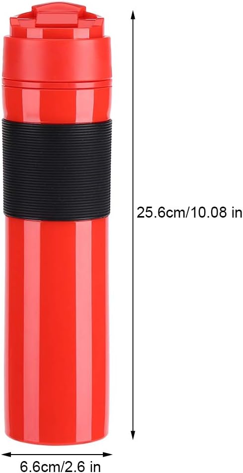 Gavigain 350ml Portable Coffee Press Bottle Tea Coffee Maker Drinking Water Cup for Travel(Red)