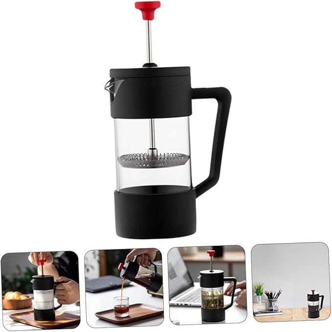 VALICLUD 350ml Manual Press Coffee Maker Heat-resistant Glass Coffee Pot Stainless Steel Filter Suitable for Home Brewing and Tea Brewing