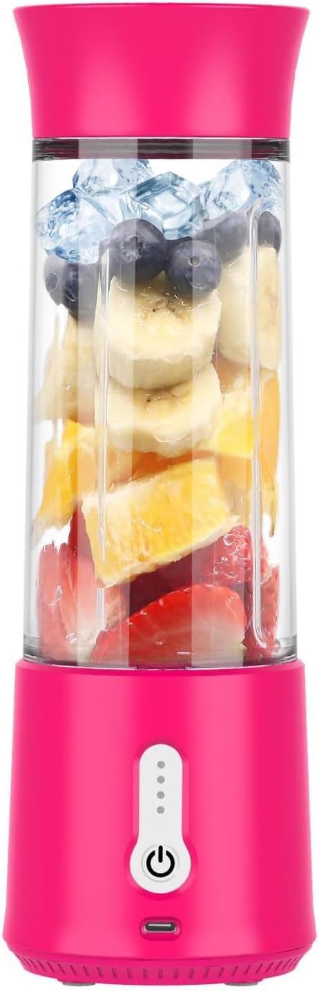 Portable Blender with USB Charging Personal Size Smoothie Maker 500ml Glass Cup 304 Stainless Steel Blades (as shown)