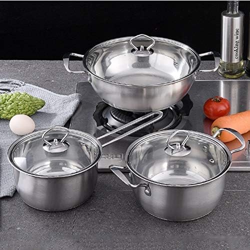 Cooking Pot Frying panCookware Set with Glass Lid Induction Bottom Stainless Steel Body Saucepan