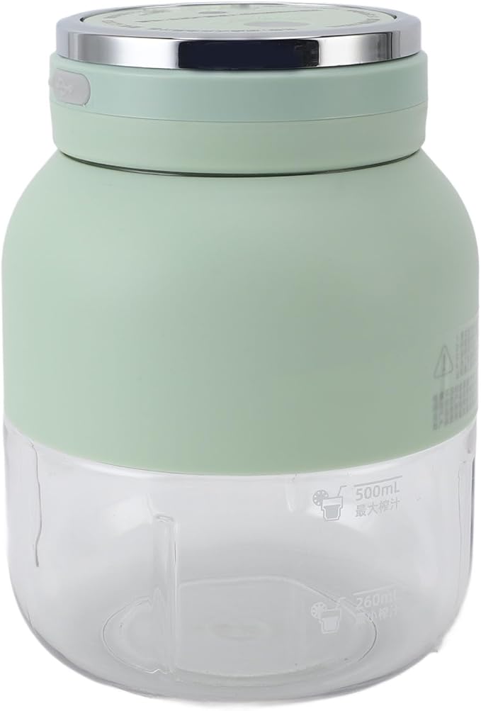 Electric Juicer Mini Portable Blender Cup with Dual Lid USB Charging Lock Leak for Outdoor Sports Water Bottle (Light Green)
