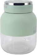 Electric Juicer Mini Portable Blender Cup with Dual Lid USB Charging Lock Leak for Outdoor Sports Water Bottle (Light Green)