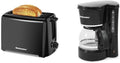 Elite Cuisine ECT1027B Cool Touch Toaster with 6 Temperature Settings &amp Extra Wide 1.25 Slots &amp EHC-5055 Automatic Brew &amp Drip Coffee Maker with Pause N Serve Reusable Filter On/Off Swit