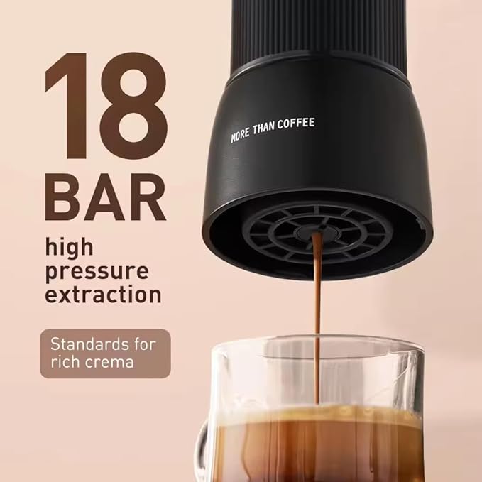 Portable Espresso Maker 18 Bar Travel Coffee Maker Hand Pressure Capsules Ground Coffee Extraction Drip Coffee Brewing Making Machine for Kitchen TravelCampingHiking