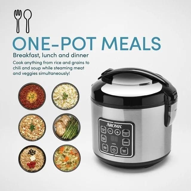 8-Cup (Cooked) Rice &amp Grain Cooker Steamer BondedGranite Coating (Renewed)