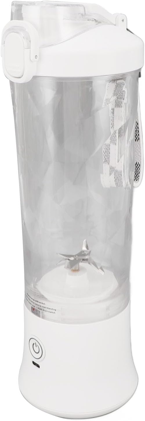 Haofy Portable Blender 600ml 2 Modes 150W 18000 RPM Leakproof Lid Mini Juicer Cup with 6 Blades 30s Blending for Smoothies Milkshakes Sports Travel (White)