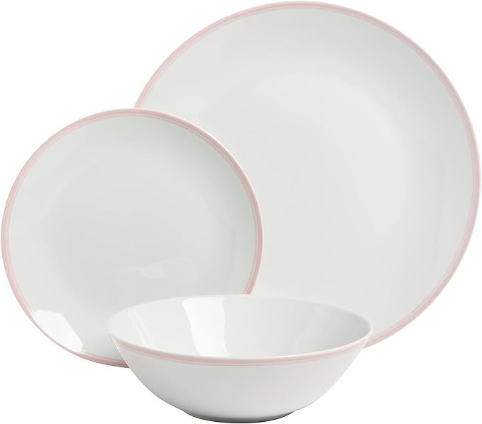 10 Strawberry Street Coupe Double Line 12 Pc Pink Dinnerware Set Misty RoseSM-1200-CP-P