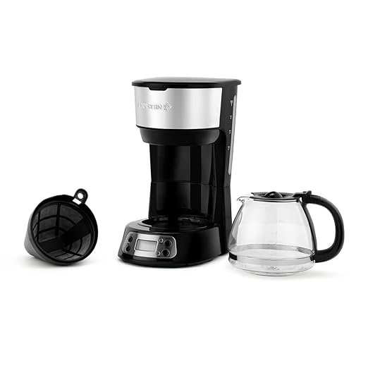 Holstein Housewares 5-Cup Programmable Coffee Maker 25oz Drip Coffee Machine with Auto Brew Timer Pause &amp Serve Compact Design – Perfect for Home Office &amp Dorm Use Black