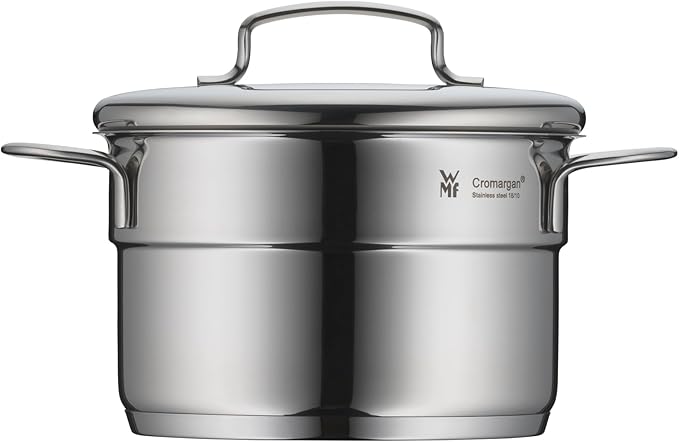 WMF 0718556040 Mini pan set 5-piece stainless steel lids saucepan Cromargan 18/10 Stainless steel Space saving Stackable Design universal bottom induction Dishwasher safe