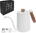 EVTSCAN Pour Over Kettle 5Pcs/Set Pour Over Coffee Maker Set Brewing Drip Coffee Coffee Pot Filter Funnel Kit Gift(White)
